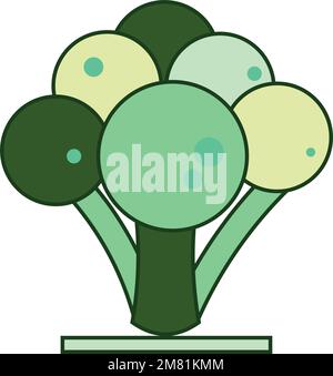 Icône brocoli de couleur isolée conception plate Vector Illustration de Vecteur