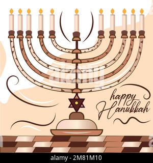 Menorah juive isolée Monochrome Hannukah concept Vector Illustration de Vecteur