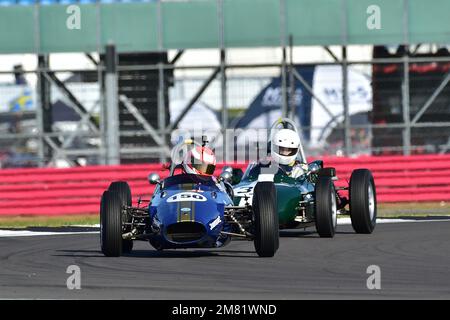 David Watkins, Elfin FJ, Historic Formula Junior, FJHRA, Formula Junior Historic Racing Association, une course de vingt minutes sur le circuit complet du Grand Prix Banque D'Images