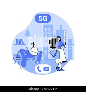 5G appels vidéo ont isolé des illustrations vectorielles de dessins animés. Illustration de Vecteur