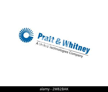 Pratt & Whitney, logo pivoté, fond blanc B Banque D'Images