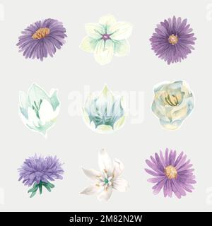 Ensemble de vecteurs de fleurs en aquarelle Illustration de Vecteur