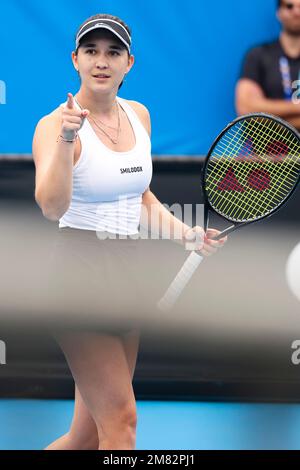 Melbourne, Australie, 12th janvier 2023. La joueuse de tennis allemande Eva Lys s'est qualifiée pour la première fois pour un Grand Chelem lors de son anniversaire de 21st lors de l'Open qualification australienne 2023 à Melbourne Park. Crédit photo: Frank Molter/Alamy Live News Banque D'Images
