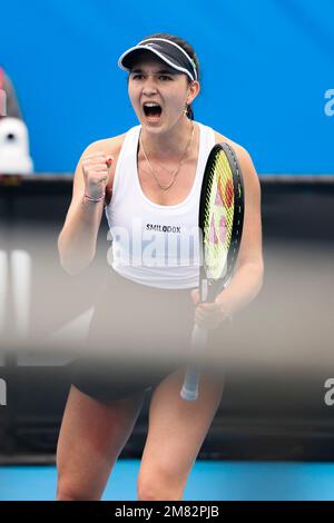 Melbourne, Australie, 12th janvier 2023. La joueuse de tennis allemande Eva Lys s'est qualifiée pour la première fois pour un Grand Chelem lors de son anniversaire de 21st lors de l'Open qualification australienne 2023 à Melbourne Park. Crédit photo: Frank Molter/Alamy Live News Banque D'Images