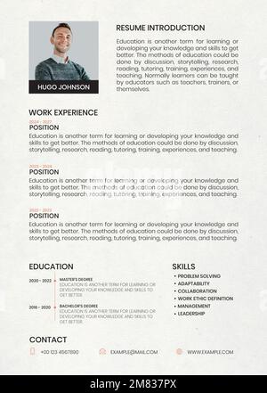 Modèle de CV modifiable minimum Créateur de CV vectoriel pour les professionnels Illustration de Vecteur