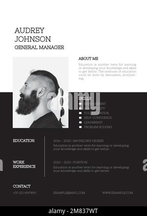 Vecteur de modèle CV professionnel modifiable pour les professionnels et les cadres Illustration de Vecteur