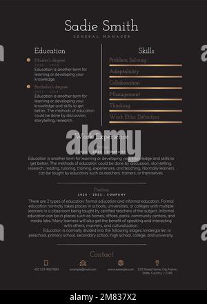 Vecteur de modèle CV professionnel modifiable pour les professionnels et les cadres Illustration de Vecteur