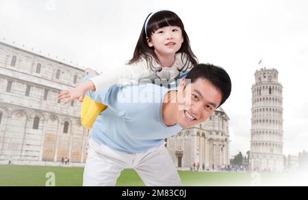 Père et fille heureux interaction Banque D'Images