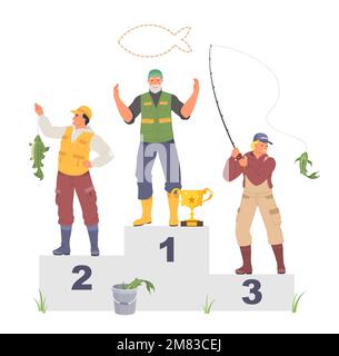 Trophée et gagnant de la compétition de pêcheurs Illustration de Vecteur