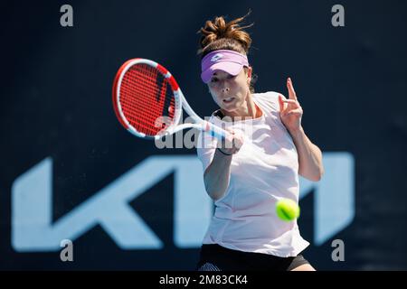 Melbourne Park 12/1/2023. Alize CORNET (FRA) pendant la pratique à l'Open d'Australie de 2023. Corleve/Alay Live News Banque D'Images