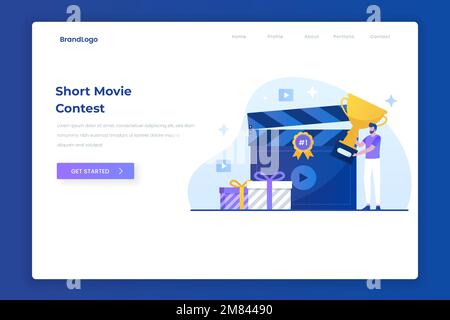 Concept d'illustration de concours vidéo court. illustrations pour les sites web, les pages d'arrivée, les applications mobiles, les affiches et les bannières. Illustration de Vecteur