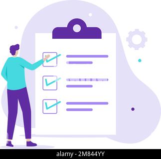 Concept de page de renvoi de la liste des tâches. Illustration pour les sites Web, les pages d'arrivée, les applications mobiles, les affiches et les bannières Illustration de Vecteur