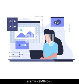 Concept de design d'illustration graphique pour femme. Illustration pour les sites Web, les pages d'arrivée, les applications mobiles, les affiches et les bannières Illustration de Vecteur