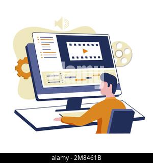Concept de conception d'illustrations pour l'édition vidéo. Illustration pour les sites Web, les pages d'arrivée, les applications mobiles, les affiches et les bannières Illustration de Vecteur