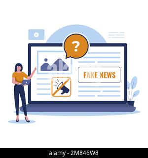 Concept d'illustration des fausses nouvelles. Illustration pour les sites Web, les pages d'arrivée, les applications mobiles, les affiches et les bannières. Illustration à vecteur plat tendance Illustration de Vecteur