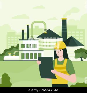 Conception plate de biogaz concept d'énergie. Illustration pour les sites Web, les pages d'arrivée, les applications mobiles, les affiches et les bannières. Illustrateur à vecteur plat tendance Illustration de Vecteur