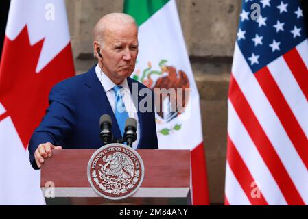 Non exclusif: 10 janvier 2023 à Mexico, Mexique: Joe Biden; président des États-Unis d'Amérique pendant le message aux médias du non Banque D'Images