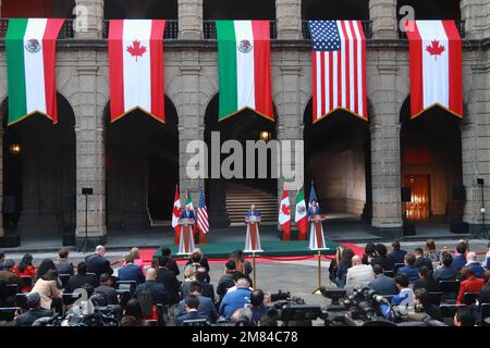 Non exclusif: 10 janvier 2023 à Mexico, Mexique: Joe Biden; président des États-Unis d'Amérique pendant le message aux médias du non Banque D'Images