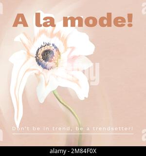 Instagram Post modèle vecteur, fleur esthétique avec citation de mode Illustration de Vecteur