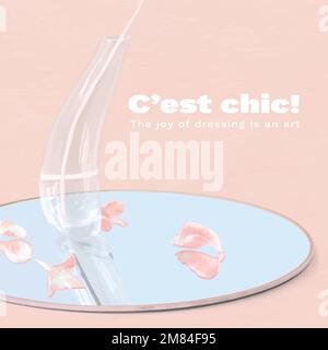 Modèle vectoriel Instagram post, citation florale psychédélique de mode Illustration de Vecteur