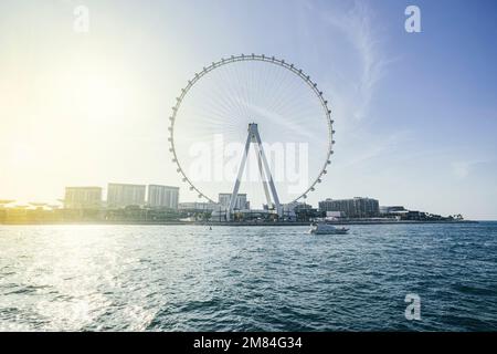 Dubaï, Émirats arabes Unis. 29 novembre 2022. Vue imprenable sur l'Ain Dubai la nuit. La plus grande et la plus grande roue d'observation du monde. Une icône Banque D'Images