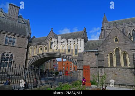 Christchurch Christ Church Cathédrale anglicane, passerelle couverte distinctive, Dublin City, la Cathédrale de la Sainte Trinité Banque D'Images