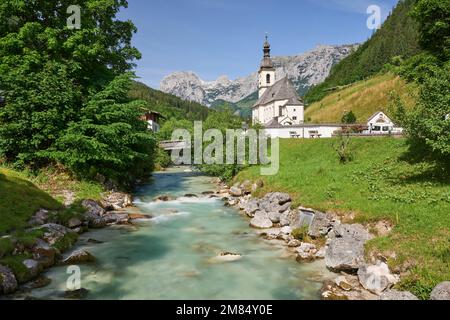 Rue Pfarrkirche Sebastian Ramsau Banque D'Images