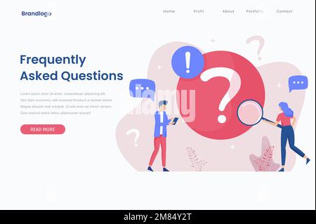 FAQ illustration concept de page d'arrivée. Cette conception peut être utilisée pour les sites Web, les pages d'arrivée, l'interface utilisateur, les applications mobiles, les affiches, bannières Illustration de Vecteur