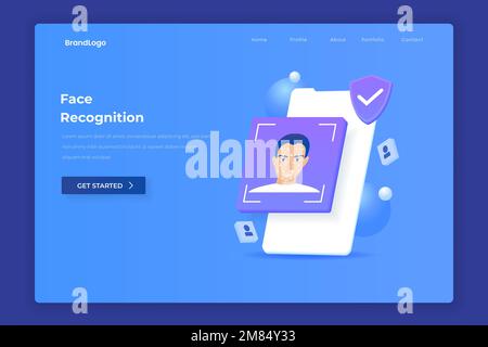 Concept d'illustration de reconnaissance faciale. Illustration pour les sites Web, les pages d'arrivée, les applications mobiles, les affiches et les bannières Illustration de Vecteur