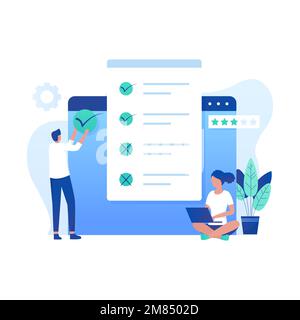 Concept d'illustration de l'enquête en ligne. Illustration pour les sites Web, les pages d'arrivée, les applications mobiles, les affiches et les bannières Illustration de Vecteur