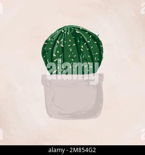 Mignon en pot plante élément vecteur Gymnocalycium parvulum dans le style dessiné à la main Illustration de Vecteur