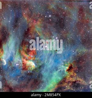 Astrophotographie - poulet courant - Bok globules IC 2944, également connu sous le nom de la nébuleuse de poulet courant, Lambda Centauri Nebula avec Telescope données en direct Banque D'Images