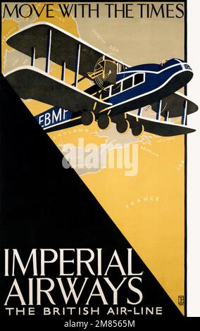 Bougez avec les temps. Imperial Airways. The British Airline par Dorothy Braddell (1889-1981). Affiche publiée en 1926 au Royaume-Uni. Banque D'Images