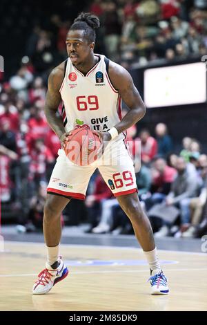 LONDRES, ANGLETERRE - JANVIER 11 : J'Covan Brown lors du match de l'Eurocup entre les Lions de Londres et Hapoel tel Aviv à l'OVO Arena Wembley sur 11 janvier 2023 Banque D'Images