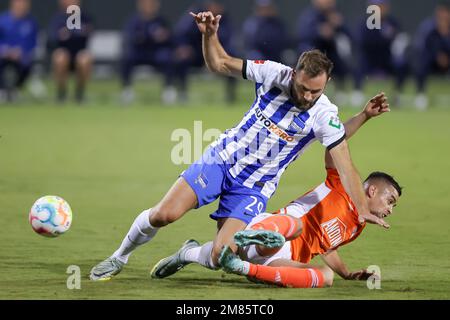 11 janvier 2023: Hertha Berlin milieu de terrain LUCAS TOUSART (29) concurrence pour le ballon lors du match de soccer amical de Hertha BSC vs Millonarios FC au stade Osceola Heritage Park à Kissimmee, FL sur 11 janvier 2023. (Credit image: © Cory Knowlton/ZUMA Press Wire) USAGE ÉDITORIAL SEULEMENT! Non destiné À un usage commercial ! Banque D'Images