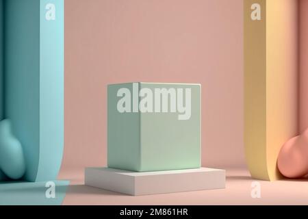 Formes géométriques podium pour l'affichage des produits, plate-forme sur fond rose. Arrière-plan élégant pour la présentation. Style minimaliste, wi vitrine minimaliste Banque D'Images