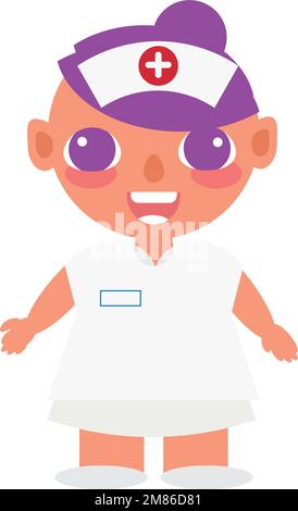 Personnage de dessin animé isolé Happy female Nurse Vector Illustration de Vecteur