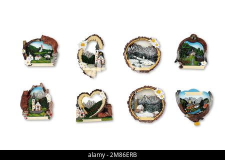 Aimants de porte pour réfrigérateur souvenir. idéal pour les cadeaux. Cadeau de Noël. Été et hiver Banque D'Images