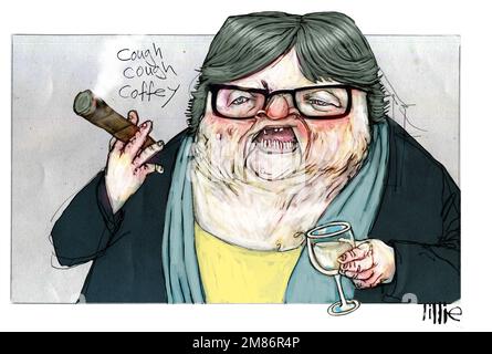 Caricature d'art de style satire Thérèse Coffey (Thérèse Anne Coffey), députée conservatrice britannique et secrétaire d'État à l'Environnement, à l'alimentation et aux Affaires rurales. Banque D'Images