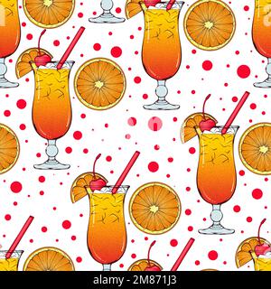 Motif sans couture avec cocktail et orange Illustration de Vecteur