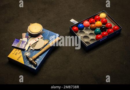 Vue générale des balles de match pendant le cinquième jour des Cazoo Masters à Alexandra Palace, Londres. Date de la photo: Jeudi 12 janvier 2023. Banque D'Images