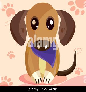 Personnage de dessin animé de chien isolé et mignon de dachshund Vector Illustration de Vecteur