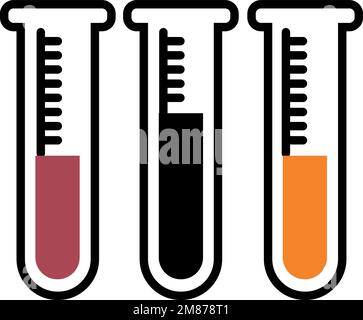 Tubes en verre avec liquides de couleur. Icône d'échantillons chimiques de laboratoire Illustration de Vecteur