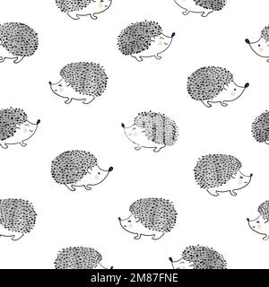 Joli motif aquarelle sans coutures Hedgehogs. Arrière-plan vectoriel. Illustration de Vecteur