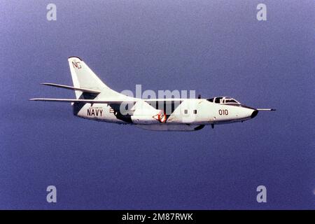 Vue aérienne à droite d'un aéronef EA-3B SkyWarrior de la flotte de l'escadron de reconnaissance aérienne (VQ-1). Pays: Océan Indien (CIO) Banque D'Images