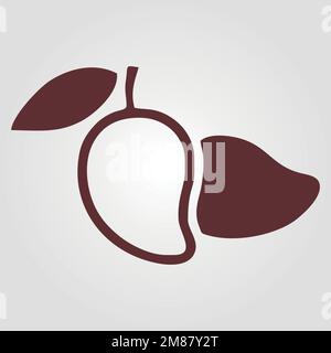 Symbole de silhouette de mangue vecteur isolé sur fond gris. Illustration de Vecteur