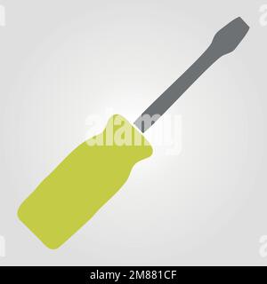 outil de construction et de rénovation de tournevis à lame commune à fente, illustration vectorielle de concept de réparation à domicile Illustration de Vecteur