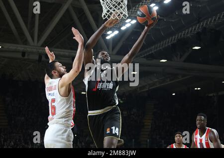 Bologna, Italie, 12/01/2023, Mouhammadou Jaiteh (Segafredo Virtus Bologna) pendant le match de championnat de basketball de l'Euroligue Segafredo Virtus Bologna vs. Olympiacos Pirée - Bologna, 12 janvier 2022 à l'arène de Segafredo Banque D'Images