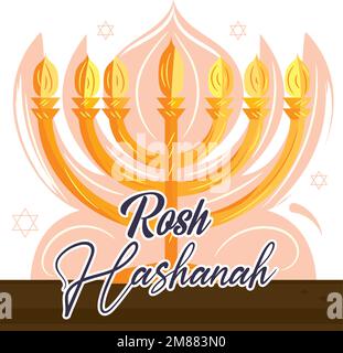 Bougeoir juif traditionnel isolé Rosh hashanah poster Vector Illustration de Vecteur