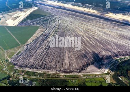 Vue aérienne de la mine de lignite opencast de Reichwalde, lignite, charbon, énergie, Lauritz, Bergbau AG, zone minière de lignite, Reichwalde, Saxe, Allemagne Banque D'Images